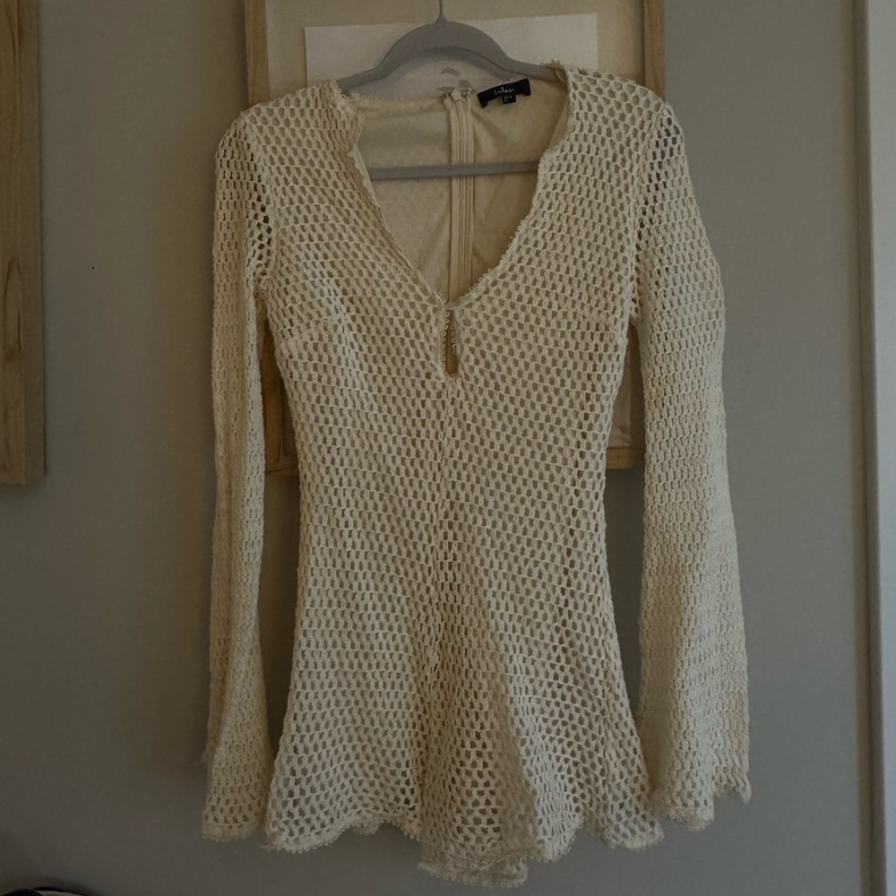 Lulus Cream Knit Long Sleeve Romper